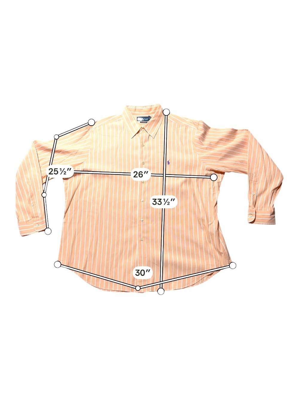 Ralph Lauren Men’s XXL Striped Long-Sleeve Button-Down Shirt Classic Fit Salmon - Picture 3 of 9